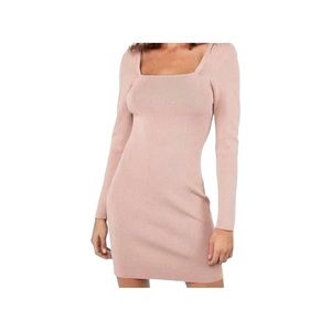 Express x Negin Mirsalehi.  Blush Pink Stretch Knit Fitted Slimming Dress S